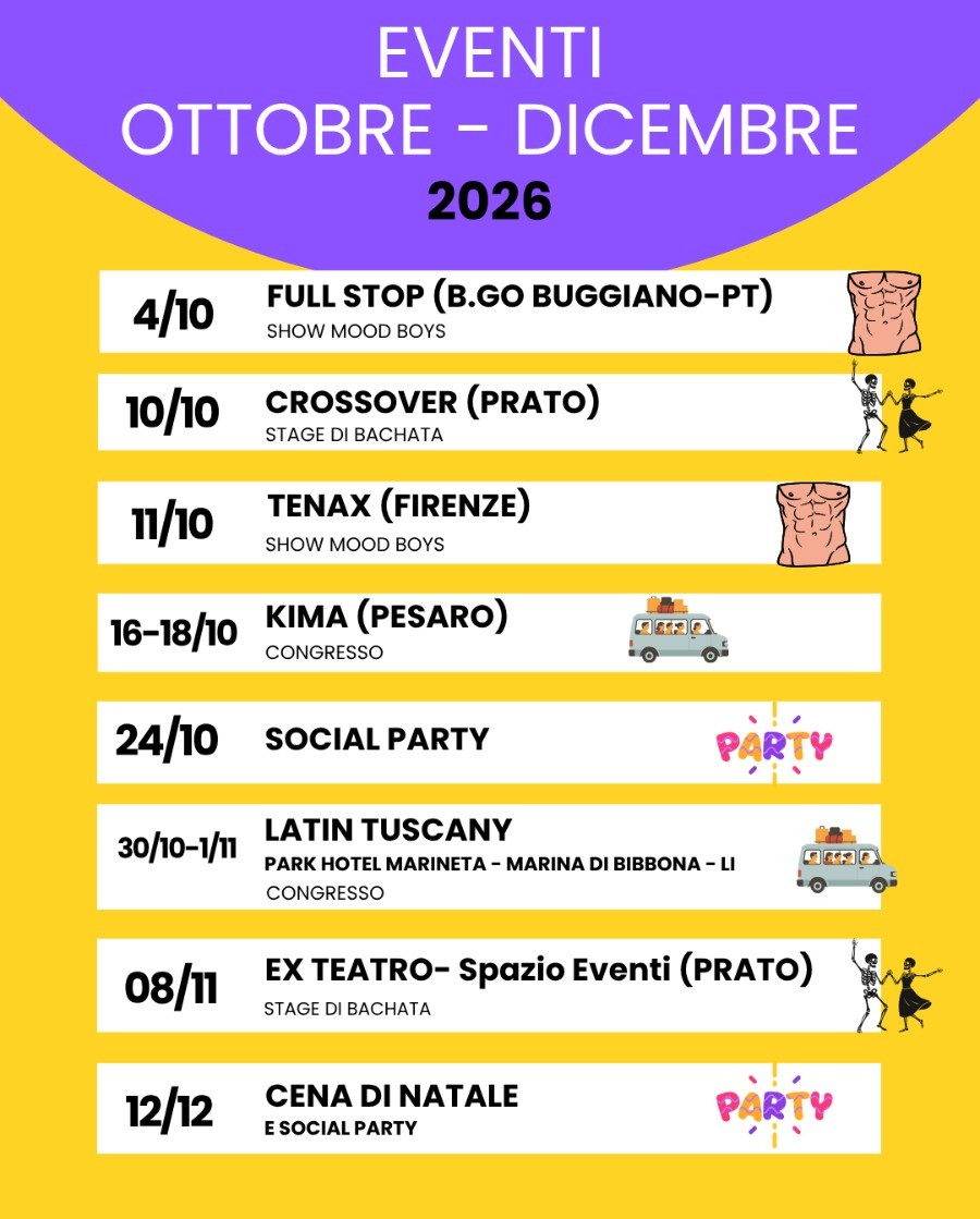 Eventi LatinMood Ottobre - Dicembre 2026